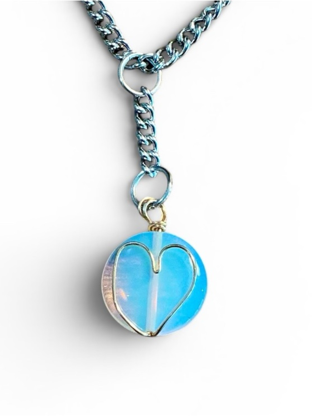 🆕 Heart Shaped Wire Wrapped Gemstone Pendant Necklace